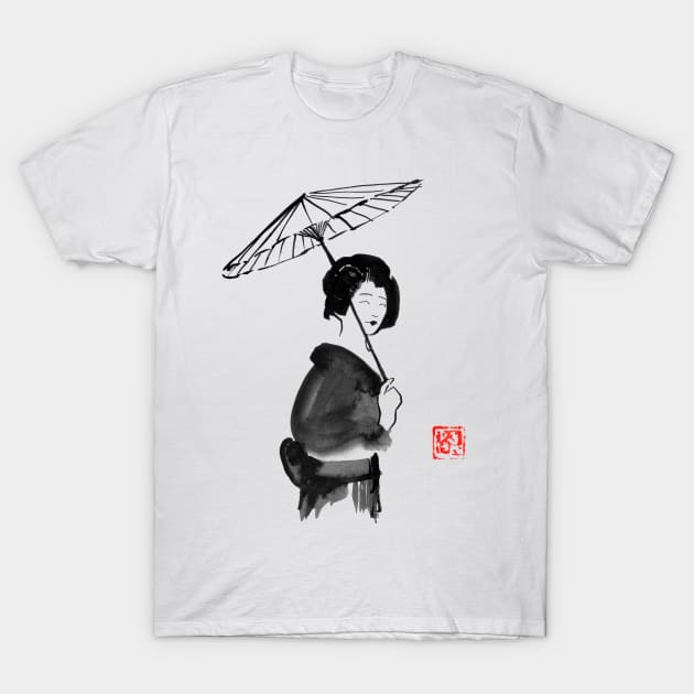 geisha under umbrella T-Shirt by pechane